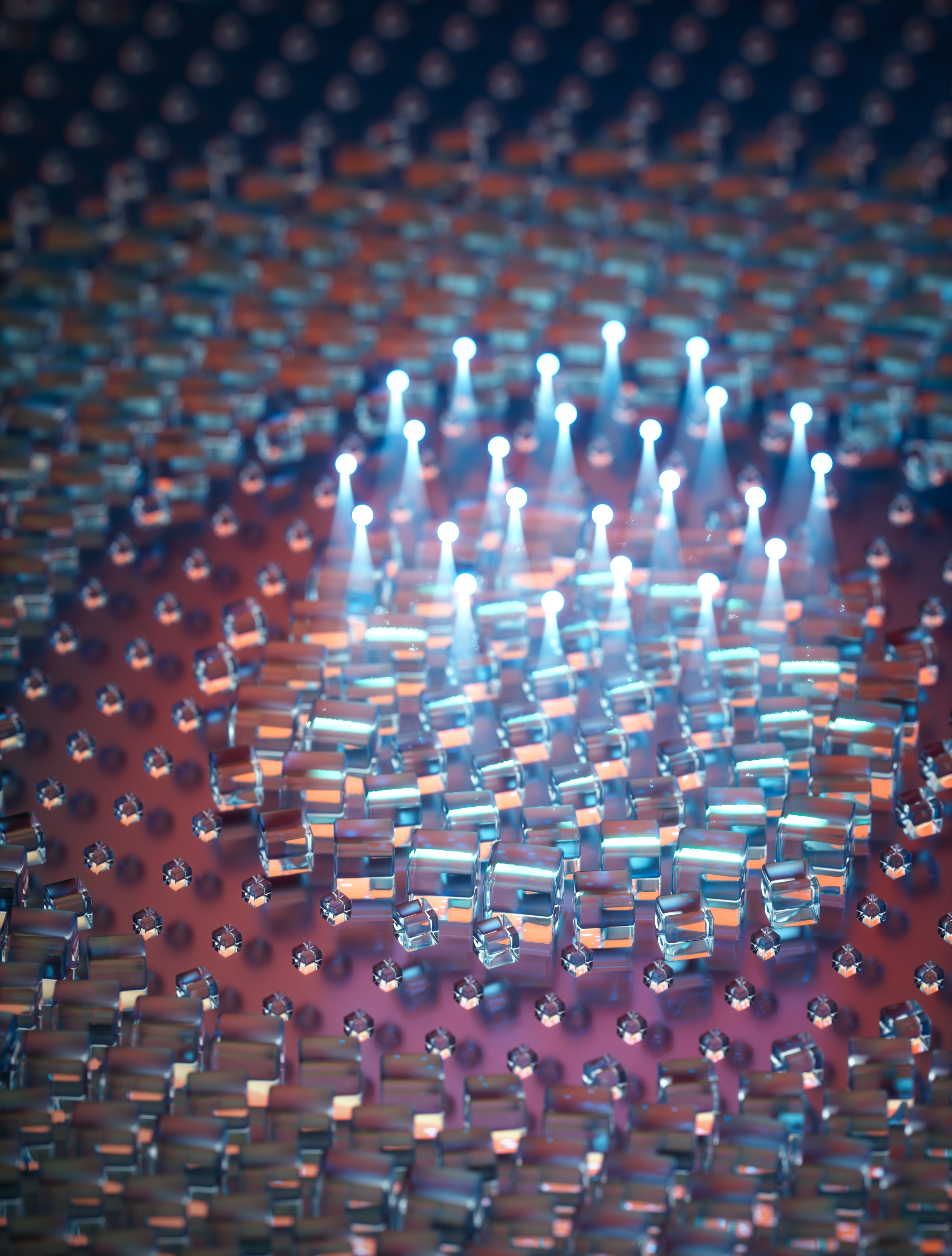 Artistic rendering of a metasurface generating an optical tweezer array